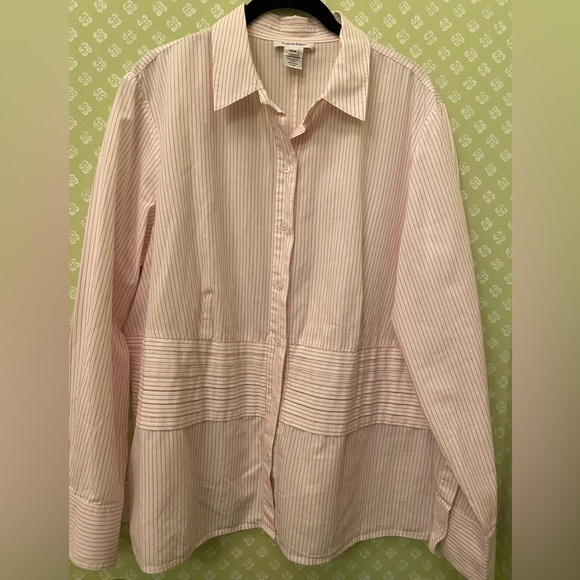 Calvin Klein,‎ button down pin stripe shirt sz 16W - Picture 1 of 6